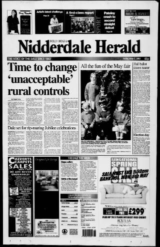 cover page of Pateley Bridge & Nidderdale Herald published on May 3, 2002