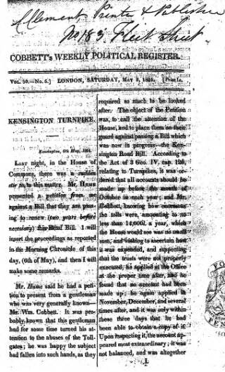 cover page of Cobbett's Weekly Political Register published on May 8, 1824