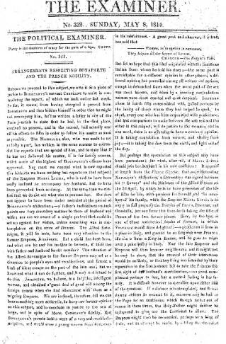 cover page of The Examiner published on May 8, 1814