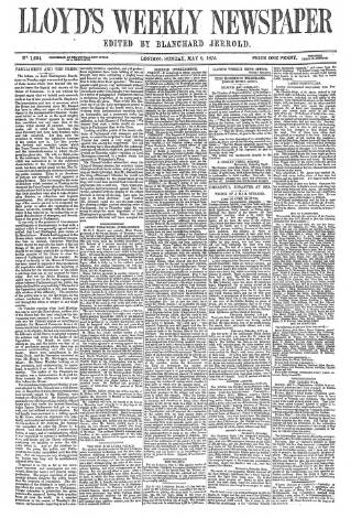 cover page of Lloyd's Weekly Newspaper published on May 9, 1875
