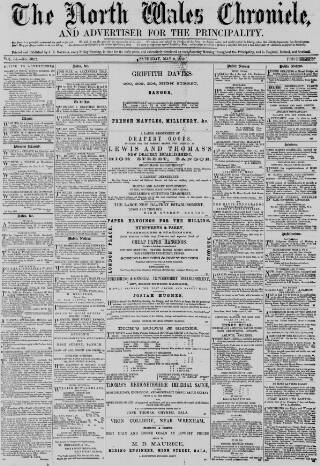 cover page of North Wales Chronicle published on May 8, 1869