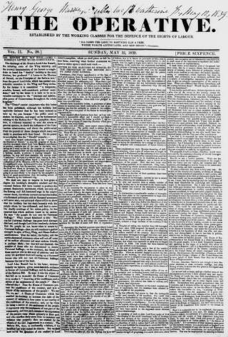 cover page of The Operative published on May 12, 1839