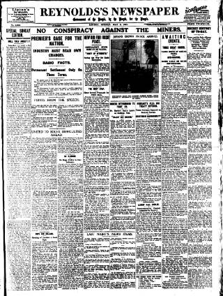 cover page of Reynolds's Newspaper published on May 8, 1921