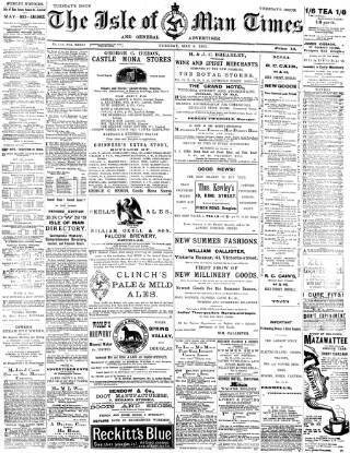cover page of Isle of Man Times published on May 9, 1893