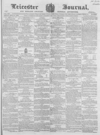 cover page of Leicester Journal published on May 8, 1863