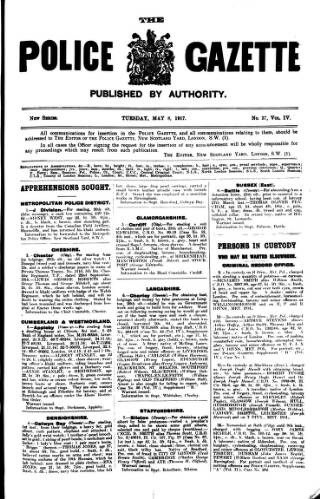 cover page of Police Gazette published on May 8, 1917