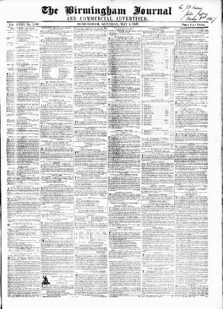 cover page of Birmingham Journal published on May 8, 1847