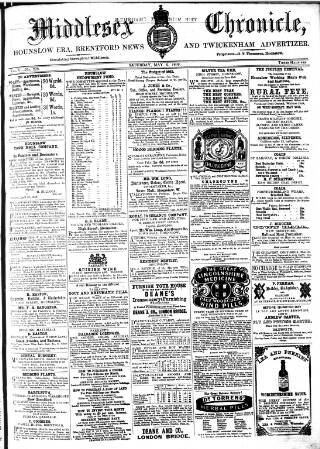 cover page of Middlesex Chronicle published on May 9, 1863