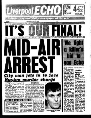 cover page of Liverpool Echo published on May 8, 1989