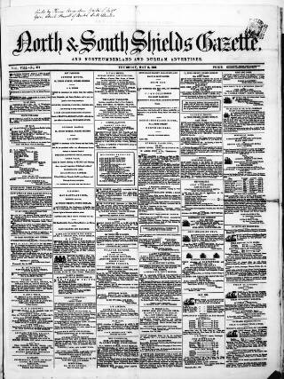 cover page of North & South Shields Gazette and Northumberland and Durham Advertiser published on May 8, 1856
