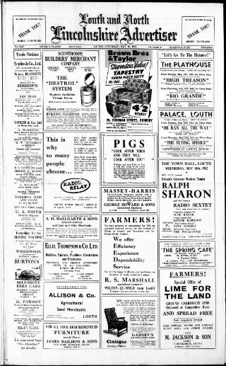cover page of Louth and North Lincolnshire Advertiser published on May 10, 1952