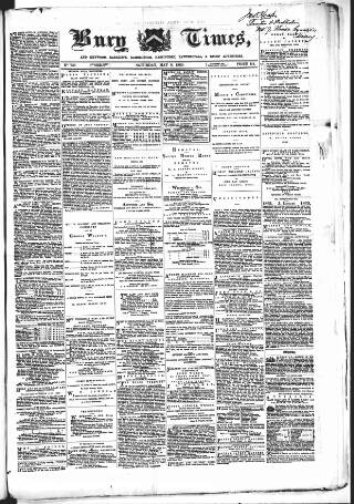 cover page of Bury Times published on May 8, 1869