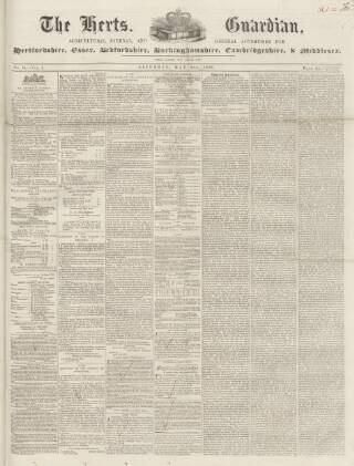 cover page of Herts Guardian published on May 8, 1852
