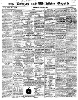 cover page of Devizes and Wiltshire Gazette published on May 8, 1856