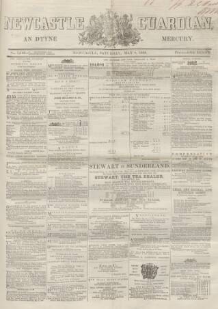 cover page of Newcastle Guardian and Tyne Mercury published on May 8, 1869