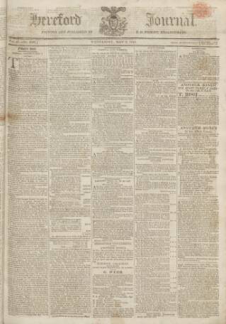 cover page of Hereford Journal published on May 8, 1816