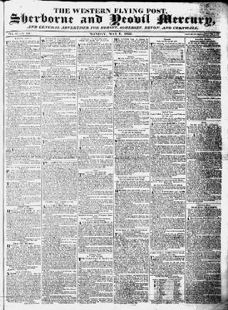 cover page of Sherborne Mercury published on May 8, 1826