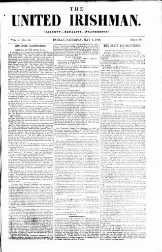 cover page of United Irishman published on May 6, 1848