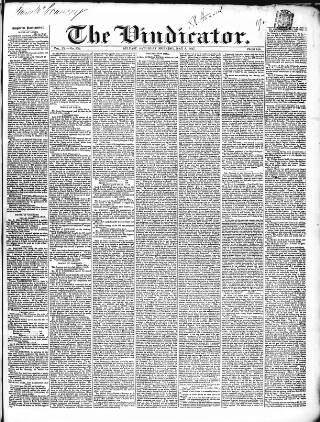 cover page of Vindicator published on May 8, 1847