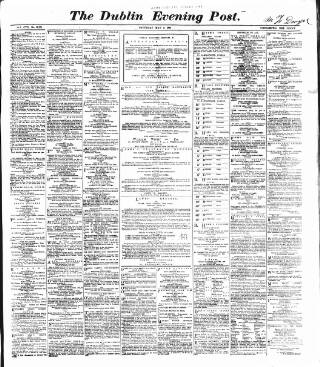 cover page of Dublin Evening Post published on May 8, 1869