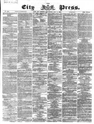 cover page of London City Press published on May 8, 1869