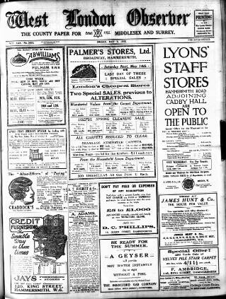 cover page of West London Observer published on May 8, 1925