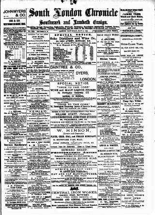cover page of South London Chronicle published on May 9, 1885