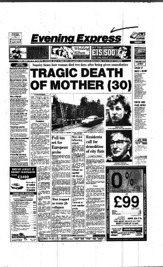 cover page of Aberdeen Evening Express published on May 8, 1989