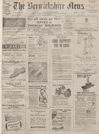 cover page of Berwickshire News and General Advertiser published on May 8, 1945