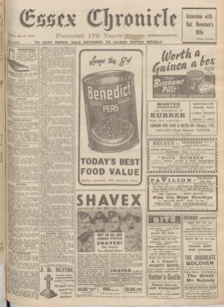 cover page of Chelmsford Chronicle published on May 8, 1942