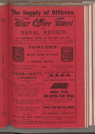 cover page of War Office Times and Naval Review published on May 15, 1912