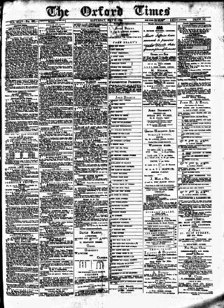 cover page of Oxford Times published on May 8, 1875