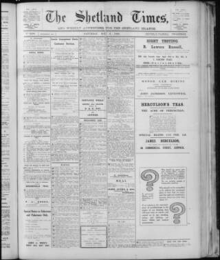 cover page of Shetland Times published on May 8, 1920