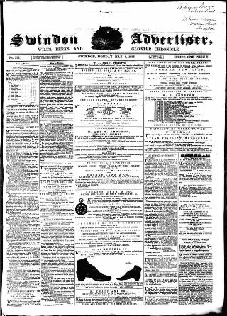 cover page of Swindon Advertiser and North Wilts Chronicle published on May 8, 1865