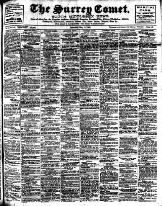 cover page of Surrey Comet published on May 8, 1909