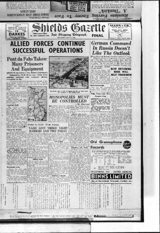 cover page of Shields Daily Gazette published on May 8, 1943