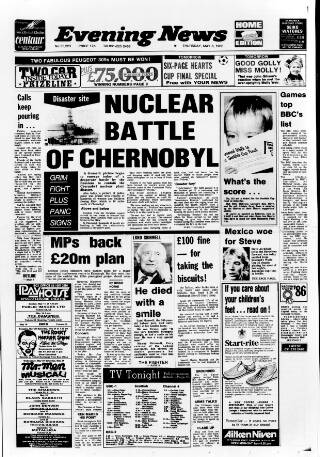 cover page of Edinburgh Evening News published on May 8, 1986