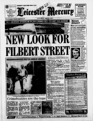 cover page of Leicester Daily Mercury published on May 9, 1992