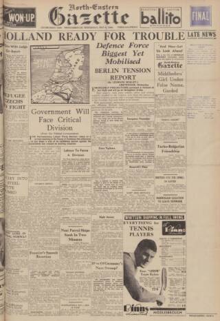 cover page of Daily Gazette for Middlesbrough published on May 8, 1940