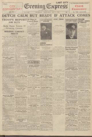 cover page of Liverpool Evening Express published on May 8, 1940