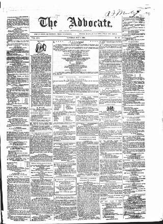 cover page of Advocate published on May 8, 1858