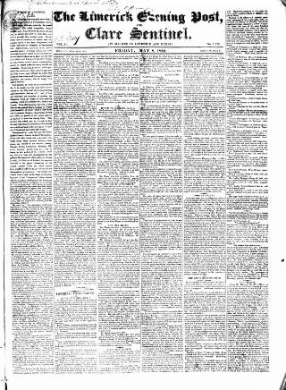 cover page of Limerick Evening Post published on May 8, 1829