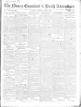cover page of Newry Examiner and Louth Advertiser published on May 8, 1852