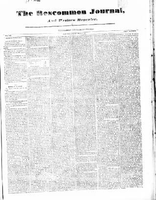 cover page of Roscommon Journal, and Western Impartial Reporter published on May 8, 1847