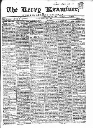 cover page of Kerry Examiner and Munster General Observer published on May 9, 1843