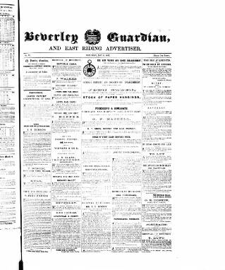 cover page of Beverley Guardian published on May 9, 1857