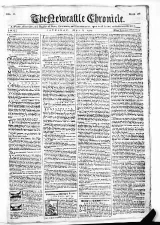 cover page of Newcastle Chronicle published on May 8, 1773