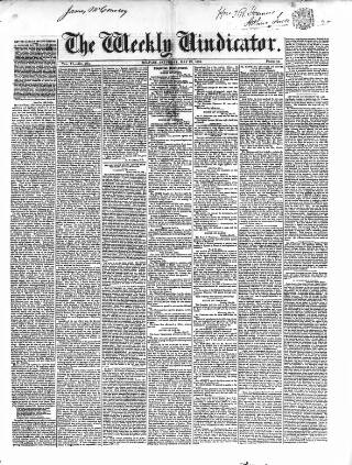cover page of Weekly Vindicator published on May 22, 1852