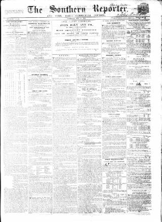cover page of Southern Reporter and Cork Commercial Courier published on May 8, 1858