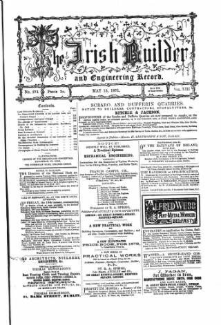 cover page of The Dublin Builder published on May 15, 1871